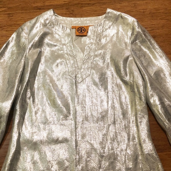 Tory Burch gold tunic silk blend dress small 4 - Picture 12 of 16